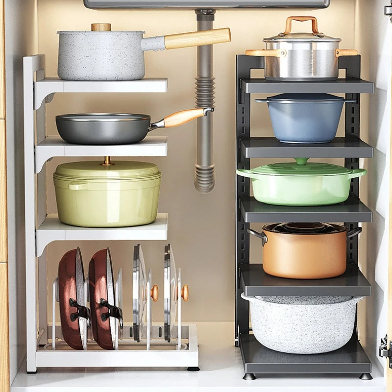 pot storage rack, cabinet countertop, layered vegetable preparation, pot lid rack, adjustable household multi-layer kitchen Oasis Select