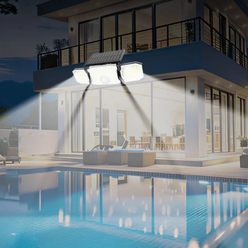 Solar LED Wall Light IP67 Waterproof | 3-Head Rotatable Garden Lamp