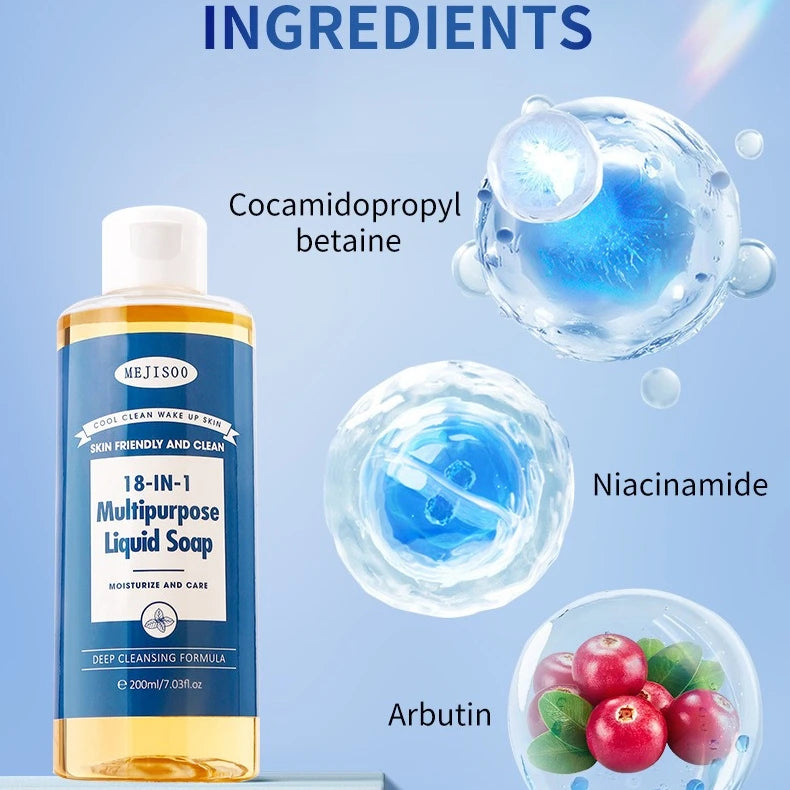 200ml 18-in-1 Multipurpose Liquid Soap Rich Foam Cleaning Care for Your Hair, Clothes, Pet and Other Dirty Things Oasis Select