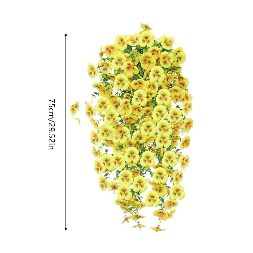 2Pcs Artificial Hanging Flowers Morning Glory Wall Hanging Faux Violet Plants Hanging Flowers Vines For Home Garden Decor Oasis Select Yellow