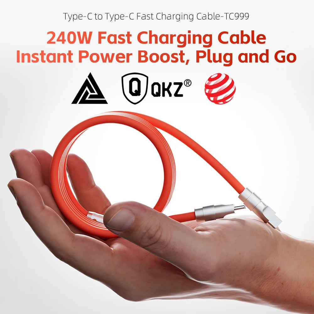 QKZ Type C 240W Super Fast Charging Cable PD 240W Flash Charging QKZ TC999 USBC Cable Oasis Select