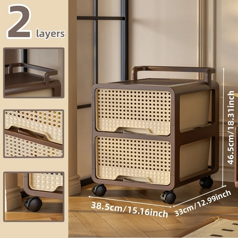 Large Capacity Storage Cart, Multi-Grid Assemblable Cabinet, Clothing Storage Organizer, Space-Saving Home Storage Bin Oasis Select Large 2-Tier