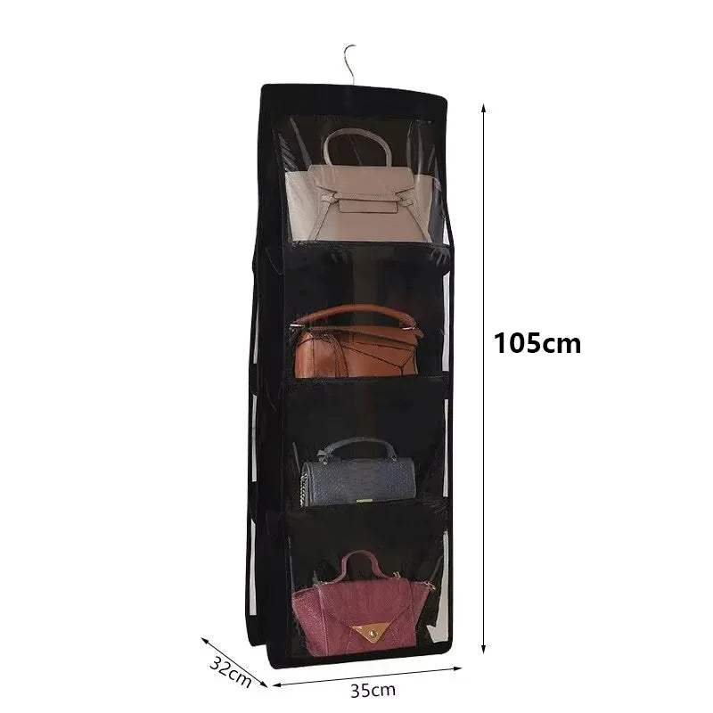 Hanging Closet Organizer – 8 Clear Pockets for Bags & Purses
