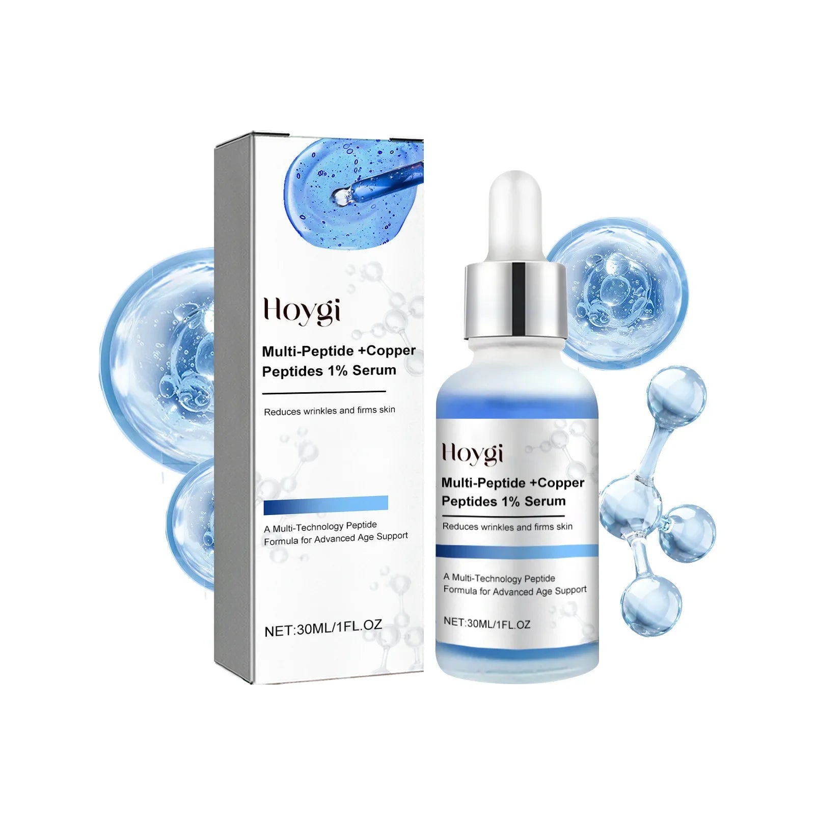 Blue Copper Peptide Serum Firming Fade Fine Lines Shrink Pores Skin Care Rejuvenation Smooth Brightening Spot Moisturizing Serum Oasis Select 30ML Boxed