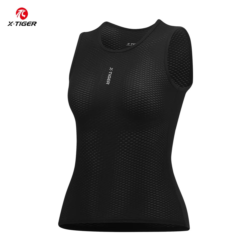 X-TIGER Women's Cycling Base Layer Top Sleeveless Summer Breathable Mesh Road Bike Vest Quick Dry Sports Cycling Underwear Oasis Select XW-WS-39301 XL