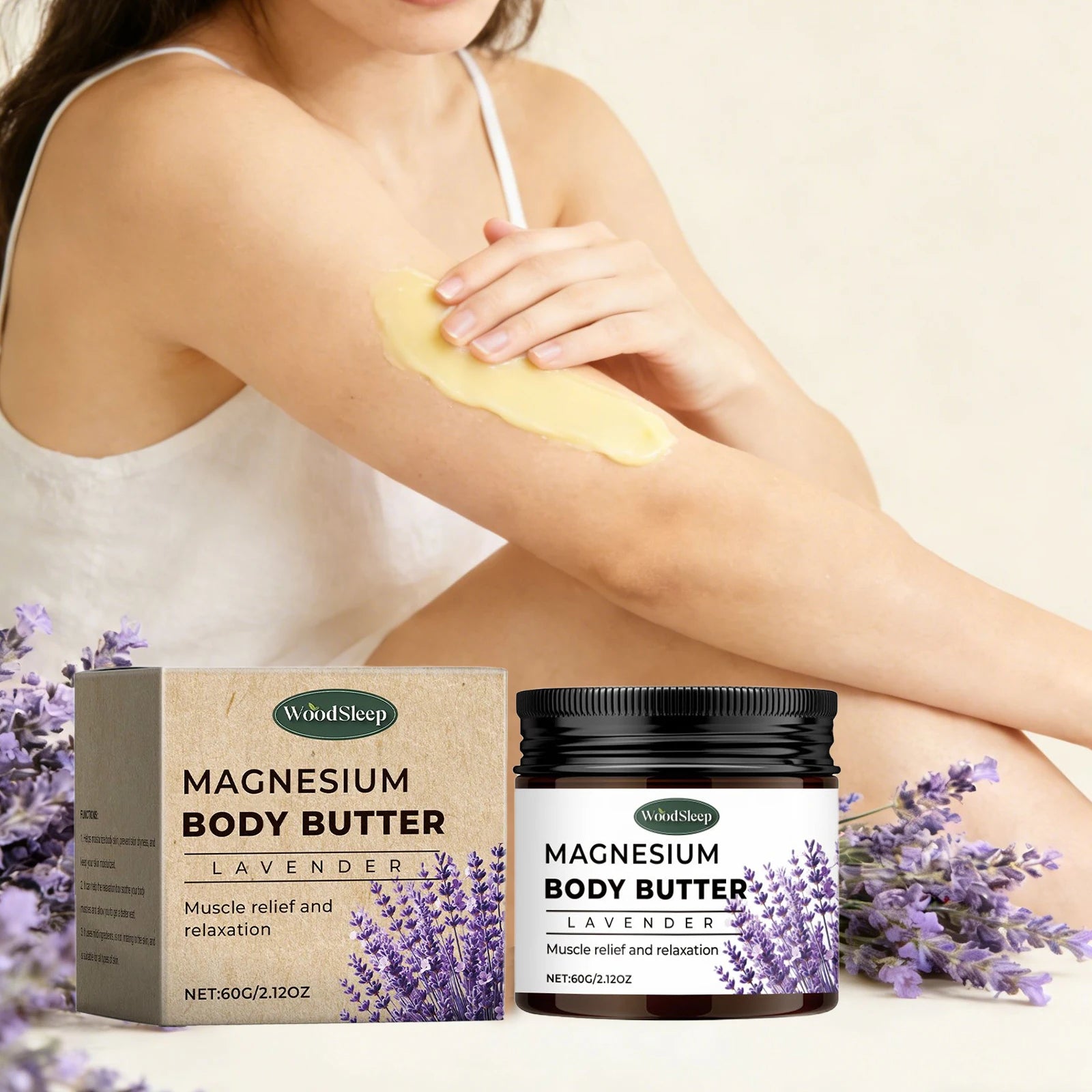 WOODSLEEP Magnesium Body Cream with Lavender – Muscle Relief Magnesium Body Cream Oasis Select