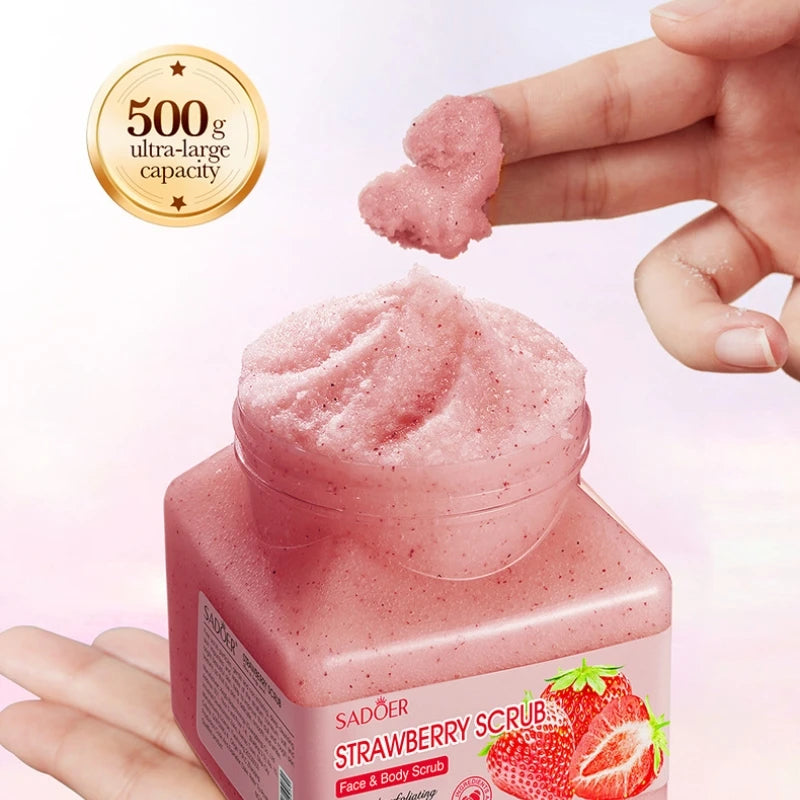 SADOER 500g Strawberry Exfoliating Scrub – Hypoallergenic Exfoliating Body Scrub Oasis Select