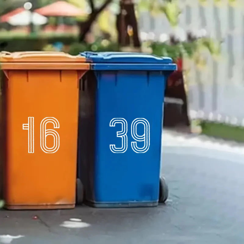 Wheelie Bin Stickers Stripes Number Self Adhesive Waterproof Stickers 0-9 Decals Outdoor/Indoor For Trash Can Garage Mailboxes Oasis Select