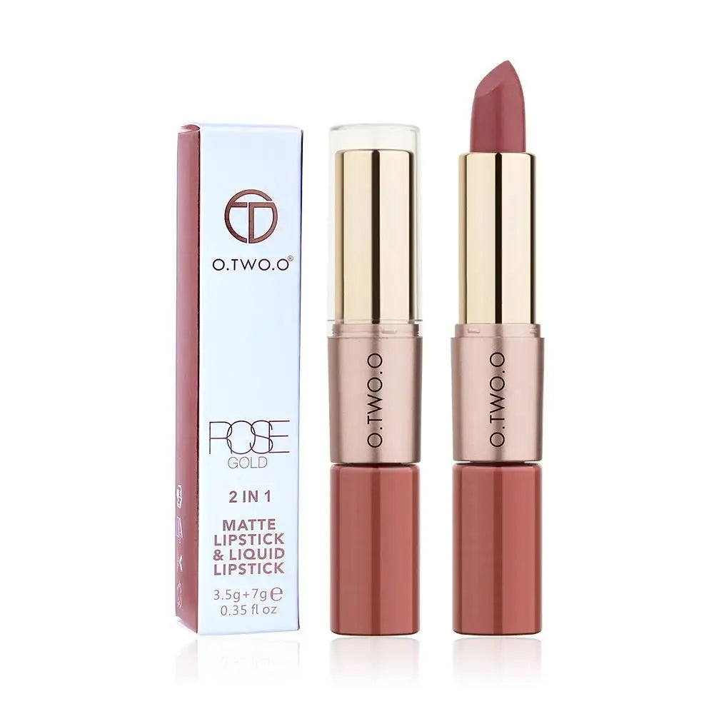 O.TWO.O 2-in-1 Matte Lipstick & Lip Gloss – 12 Colors