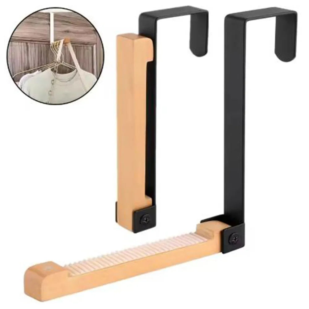 Wall-mounted Door Rear Hanger Metal No Punching Wood Metal Folding Hook Clothes Scarves Hanger Coat Hat Storage Hanging Hook Oasis Select