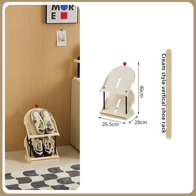 Multi layer simple storage shoe rack for household use, multifunctional and minimalist shoe cabinet, bedroom storage rack Oasis Select 2 Layers - Cream