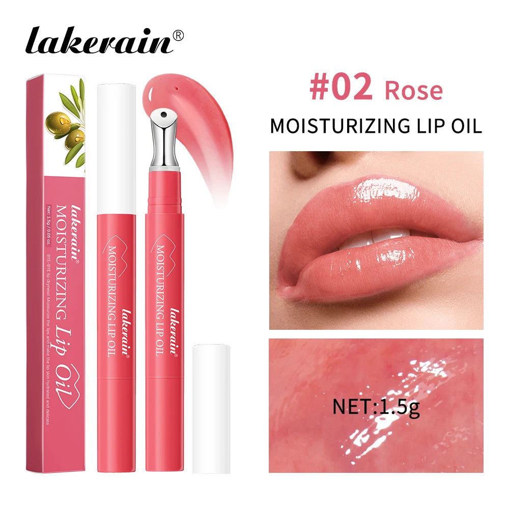 Lakerain Moisturizing Lip Oil Reduce Lip Wrinkles Brightening Lip Serum Plumper Remove Sloughed-off Lips Skin Care Serum Primer Oasis Select 02 Rose