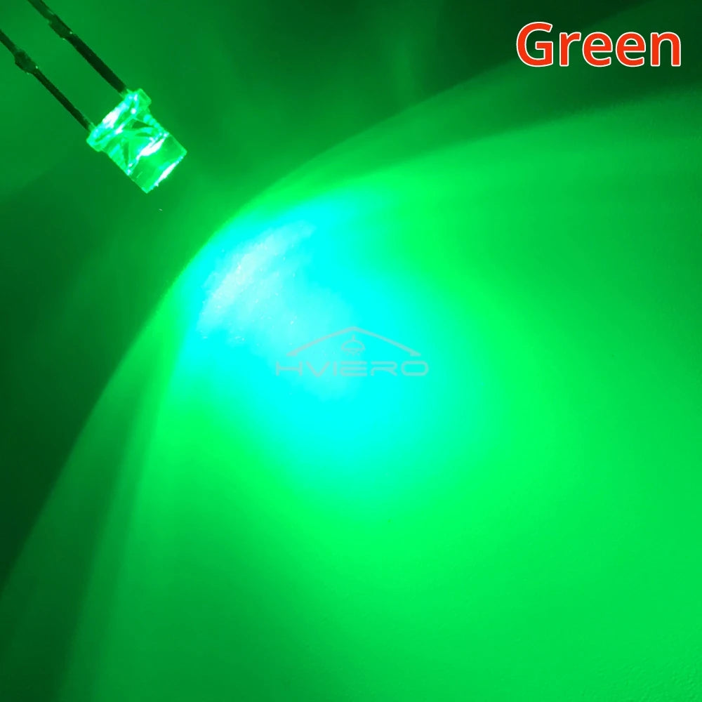 F3 3mm Flat Top LED Diodes 10/20PCS – Ultra Bright Wide Angle
