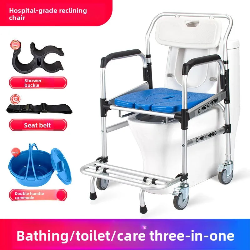 Solid Wheelchair household mobile toilet for the elderly, bath chair for the disabled, non-slip bath chair toilet Oasis Select 01
