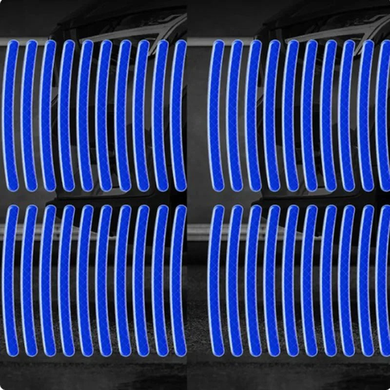 Car Wheel Hub Reflective Sticker Tire Rim Reflective Strips Luminous for Night Driving Car Bike Motorcycle Wheel Sticker Oasis Select 40Pcs Blue