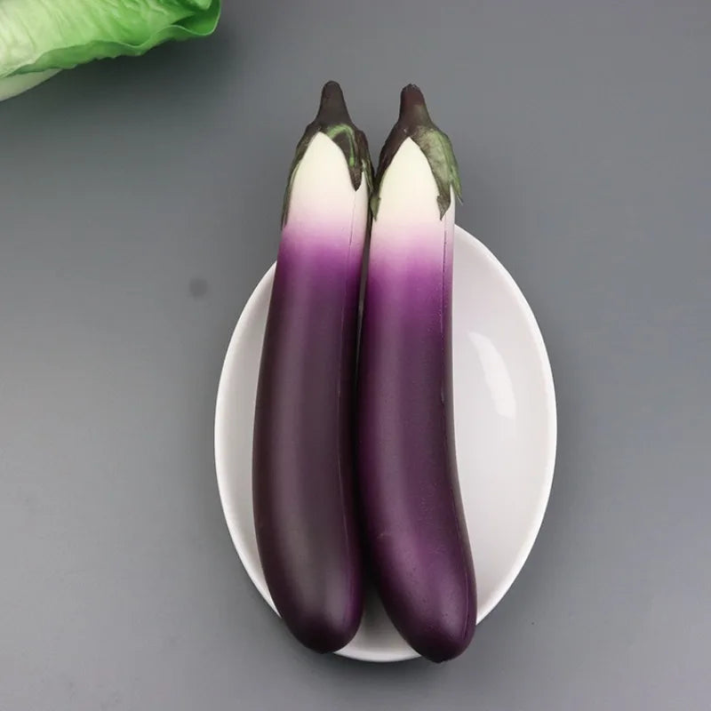 Simulated Eggplant Squishy Toy Realistic Vegetable Squeeze Gadget Slow Rebound Stress Relief Hand Play Decorative Leisure Gift Oasis Select