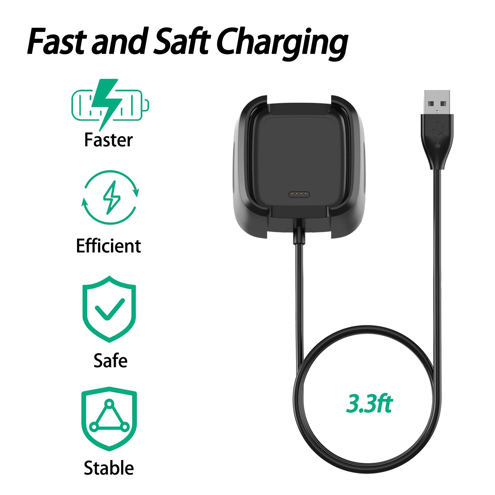 Fitbit Versa 2 USB Charger Dock & Charging Cable Stand Smartwatch Charger Dock Oasis Select