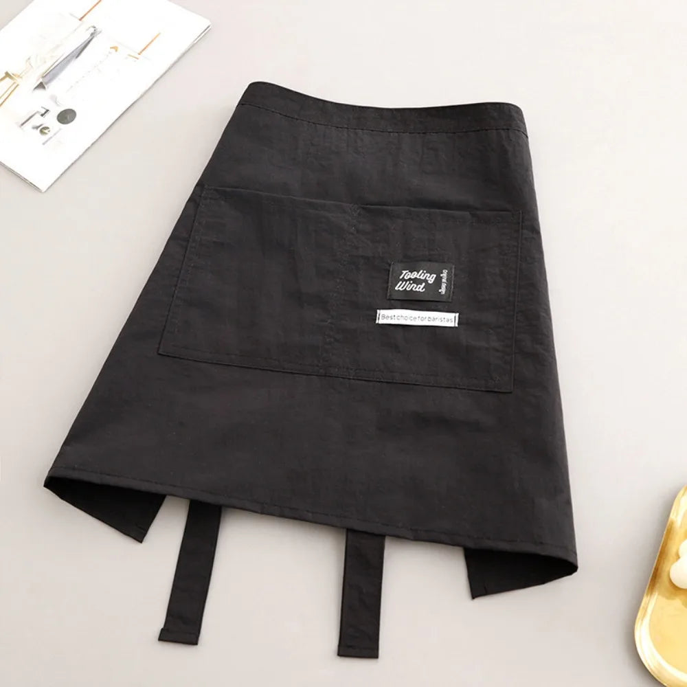 Waterproof Kitchen Apron Half Waist Anti-fouling Oil-proof Cooking Baking Bibs Cooking Smock for Barber Coffee Shop Catering Oasis Select Black