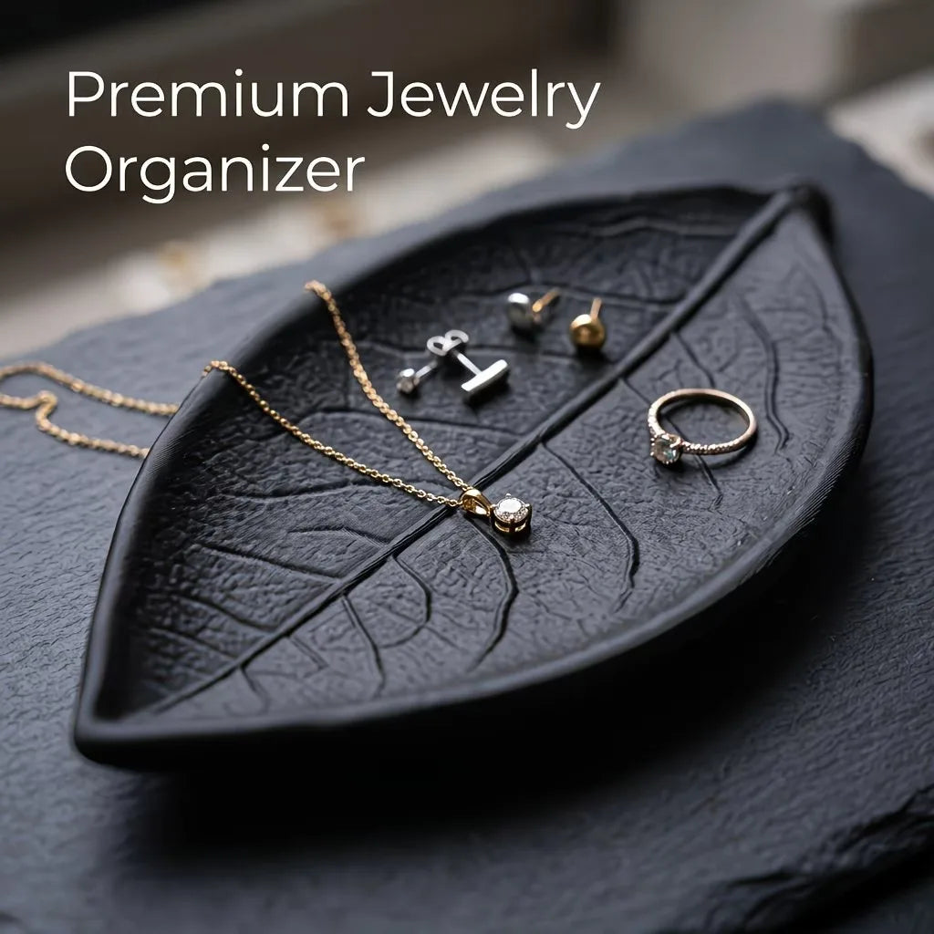 3D Printed Leaf Shape Jewelry Tray Ring Holder Unique Gift for Women Fashion Lovers Earring Necklace Display Dish Leaf Shaped Oasis Select