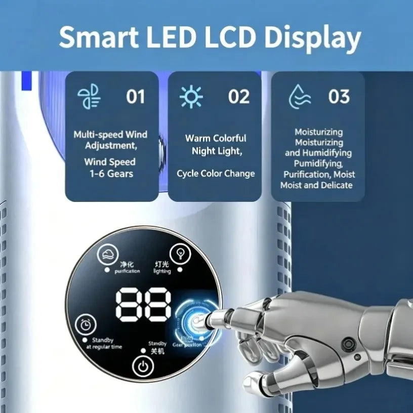 Air Cooler leafless Portable Air conditioner without External Outlet Cooling Silent Timed Night Light Led Screen 6 Wind Spee Oasis Select