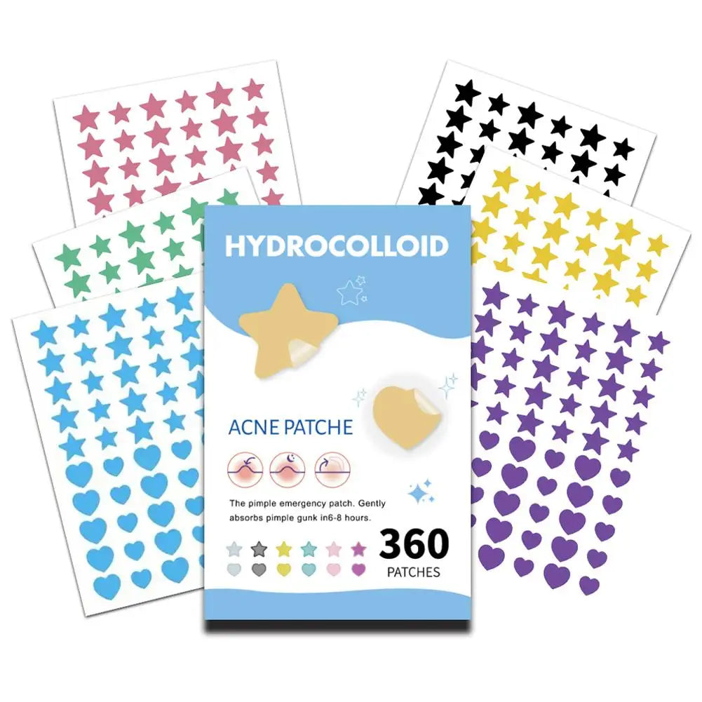 Mixed Sizes Hydrocolloid Acne Pimple Patches Invisible Acne Circle/Star/Heart Stickers For Face Zits, Blemish Spots Skin Care Oasis Select