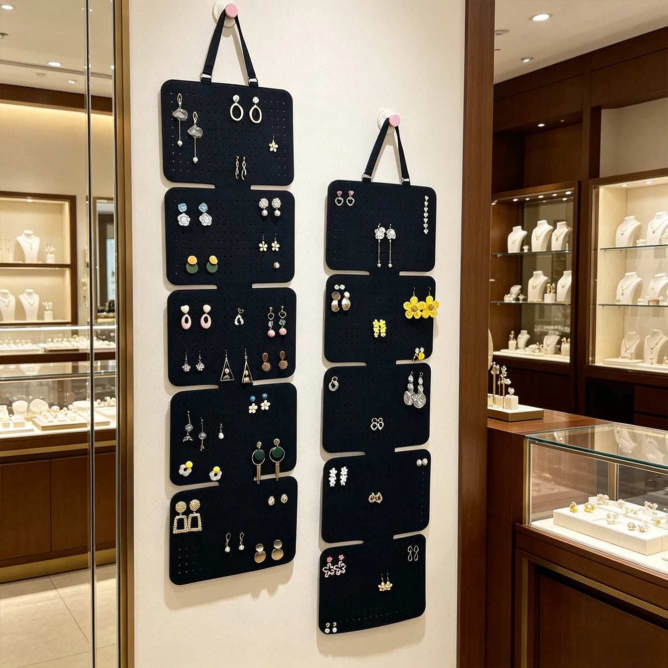 1pc black 5-piece hanging earring storage bag, foldable earring jewelry display stand suitable for badges, medals, organizers Oasis Select