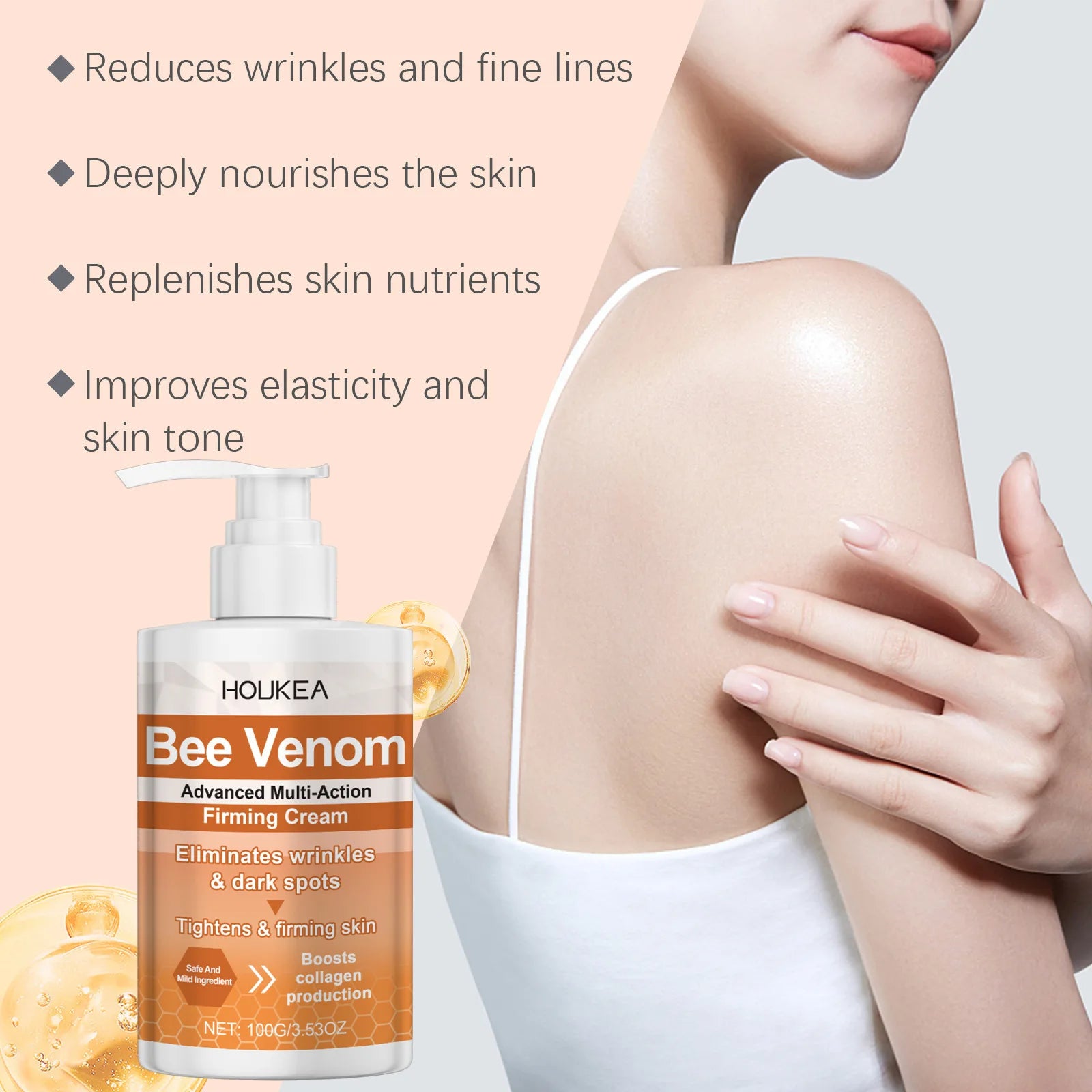 HOUKEA Bee Venom Firming Body Cream – Skin Tightening 100g Firming Body Cream Oasis Select