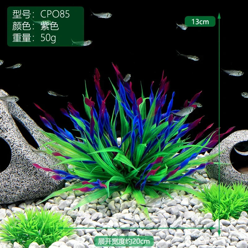 Plastic Aquarium Plants Fish Tank Decorations Artificial Seaweed Water Grass Underwater Plants for Aquarium Ornament Oasis Select Purple-3