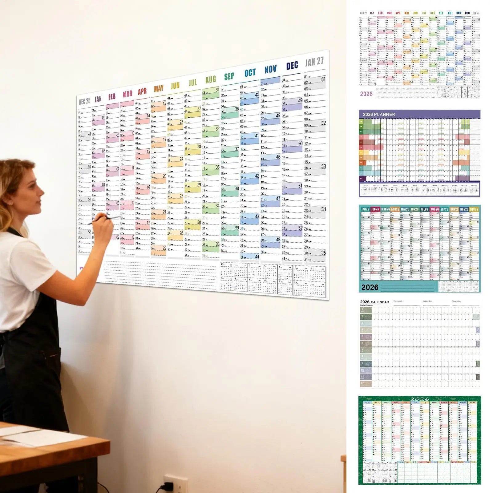 2026 Plan Calendar 29 X 20 Inch Large Notebook with Tip Labels And Sticker Wall Decor Planner for Mental Study School Task Home Oasis Select