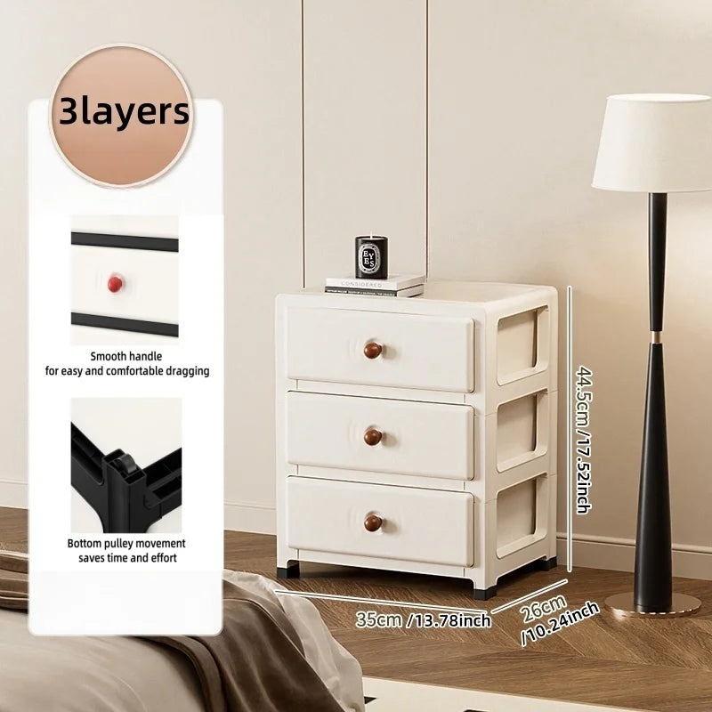 13.8 Inch Drawer Storage Cabinet,3-6 Tier with Bottom Wheels,Large Capacity Multi-Color Combos for Clothes/Snacks/Toys Oasis Select 3-White-Brown