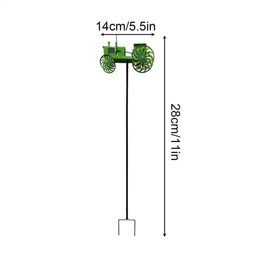 Tractor Wind Spinners Outdoor Tractor Motion Art Wind Sculpture Outdoor Decor Metal Windmill Stake for Front Yard Patio Porch Oasis Select Green