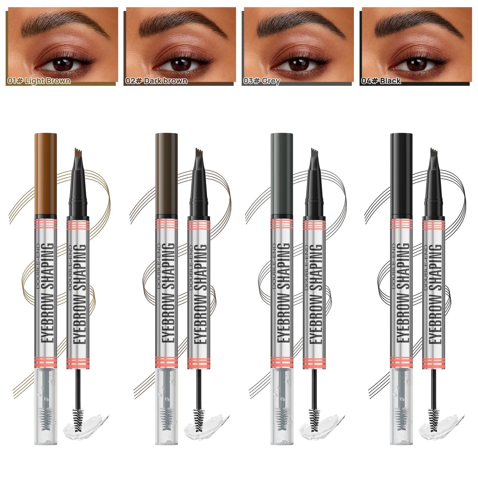 Hello Kiss 4-Fork Tip Waterproof Eyebrow Pen – 4 Colors