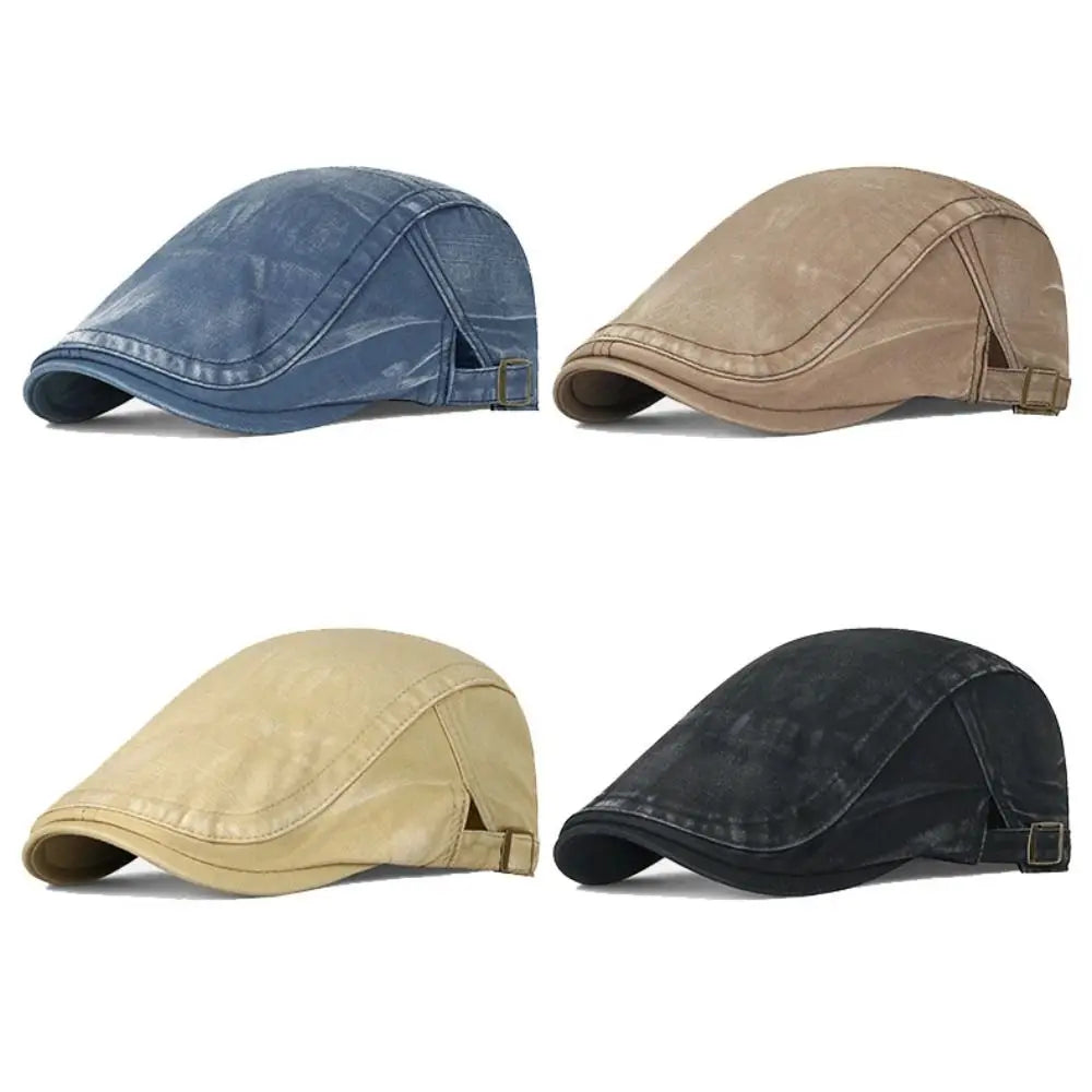 Driving Golf Retro Denim Beret Hat washed cotton Baker Peaked Newsboy Hat Adjustable Painter Hat Women Oasis Select