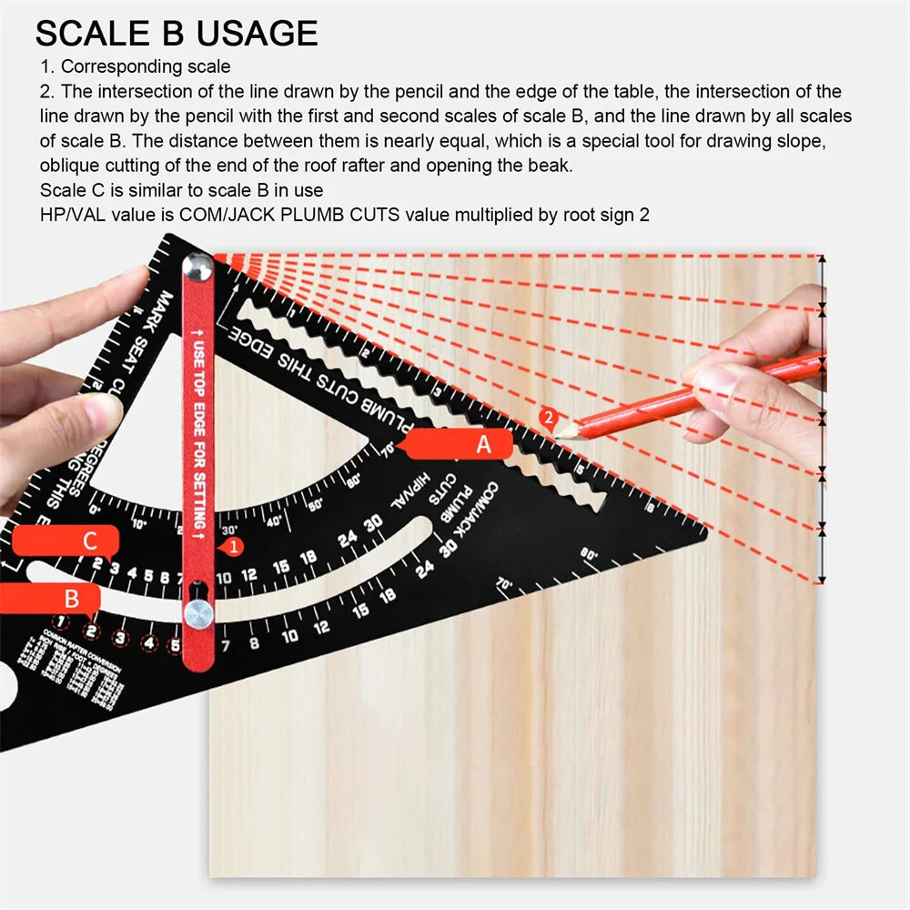 7 Inch Carpentry Triangle Ruler Adjustable Multi Function Carpenter Layout Square Woodworking Tools Square Measuring Ruler Oasis Select