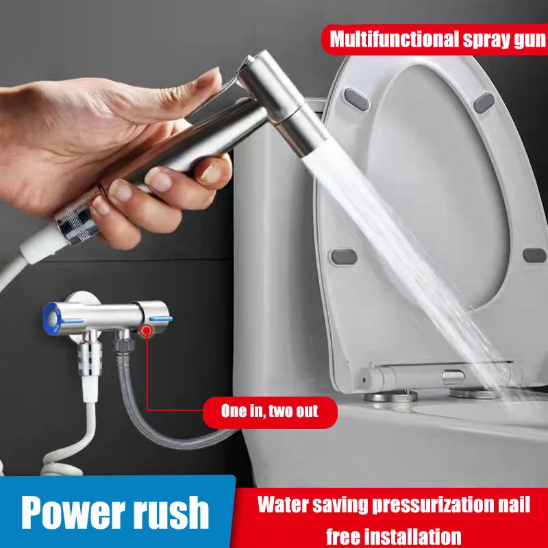 Portable Bidet Toilet Sprayer Stainless Steel Hand Held Spray Toilet Shower Wc Dual Control Angle Valve Bathroom Accessories Oasis Select