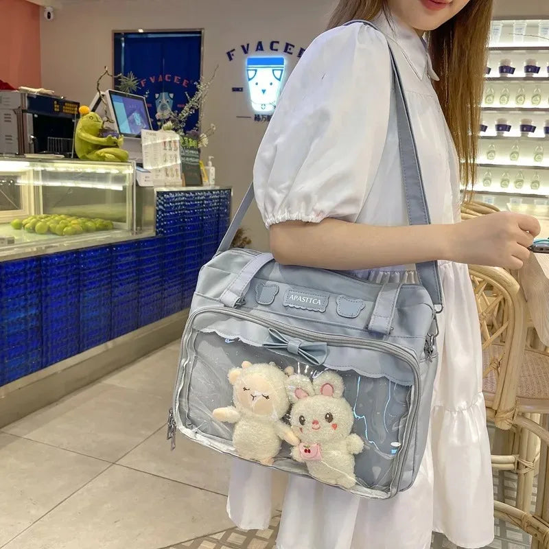 Japanese Style Cute Itabag Crossbody Shoulder Bag Ulzzang Sweet Fashion Bag for Girls DIY Badge & Plush Doll Display Ita Bag Oasis Select