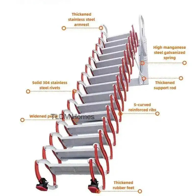 Ladder Invisible Folding Multifunctional Home Indoor Furniture Outdoor Telescopic Stairs Aluminum Alloy Thickened Ladders Oasis Select