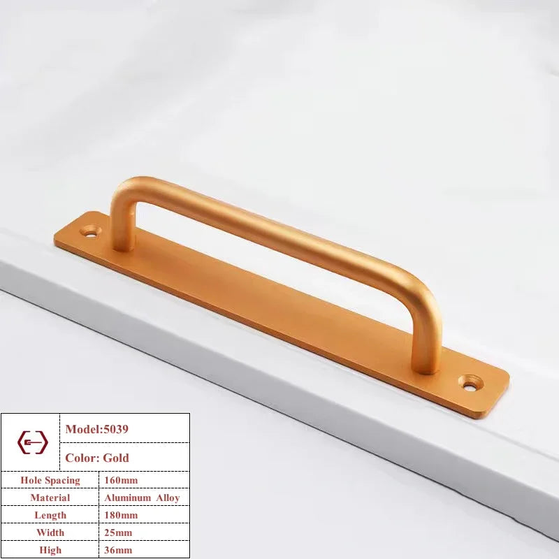 Aluminium Alloy Punch-free Furniture Cabinet Handle Sliding Barn Door Handle Pull And Flush Hardware Set Wood Door Drawer Handle Oasis Select Gold 160mm