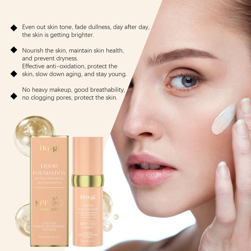 Liquid Face Foundation Spf 50 Temperature Change High Coverage Makeup Base Waterproof Hydrating Foundation Cosmetics Makeup Oasis Select