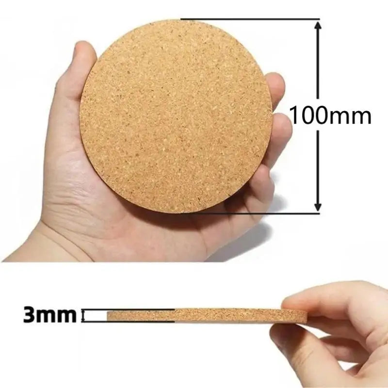 10PCS Natural round Wooden Cup Mat Non-Slip Cork Coaster Durable Mug Drinks Holder for Table Decor DIY Set of 10 Tableware Oasis Select