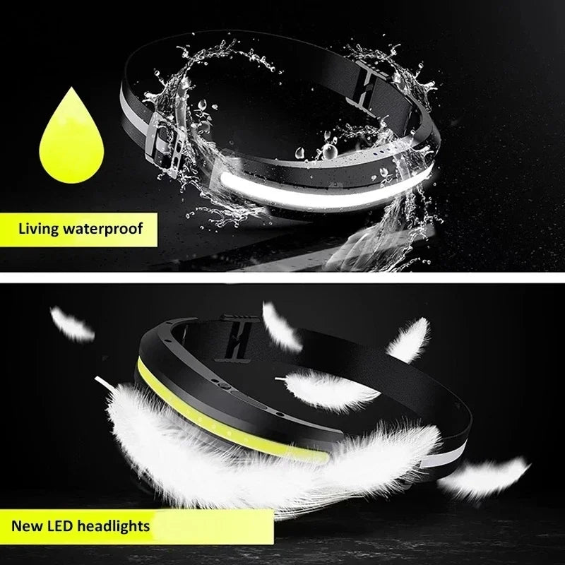 COB LED Rechargeable Headlamp | Camping Fishing Head Torch