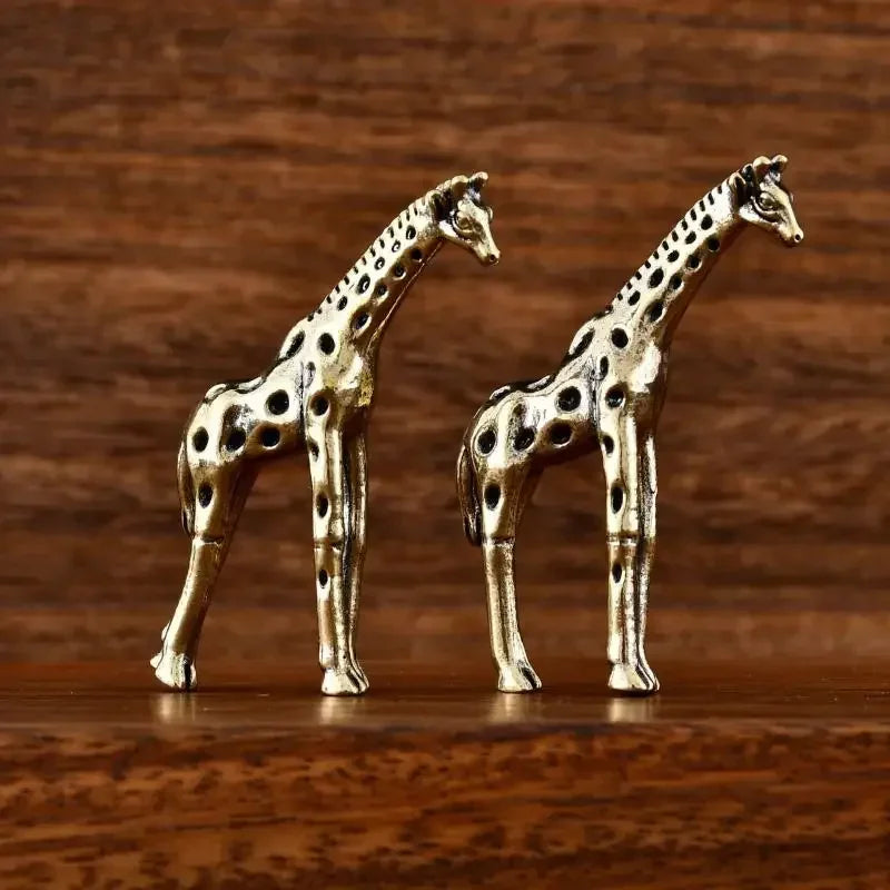 Vintage Brass Giraffe Ornament Office Desk Desktop Decoration Tea Pet Miniature Statue Home Decor Oasis Select