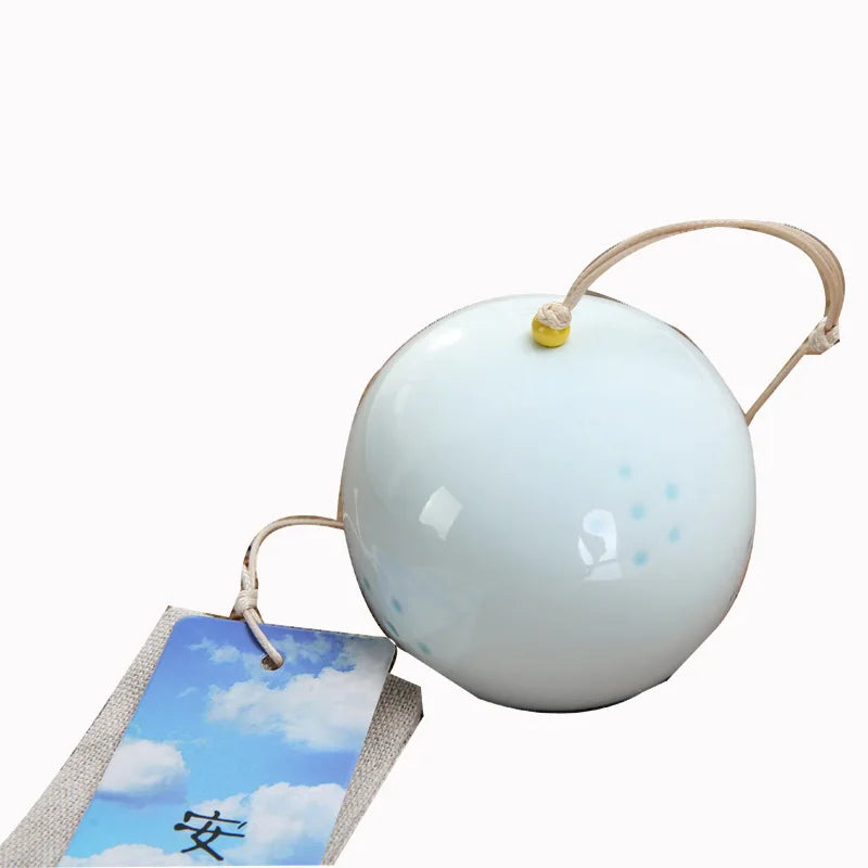 Japanese Style Ceramic Wind Chimes Handcrafted - Ceiling Ornament, Creative Birthday Wish Gift & Christmas Decor Oasis Select
