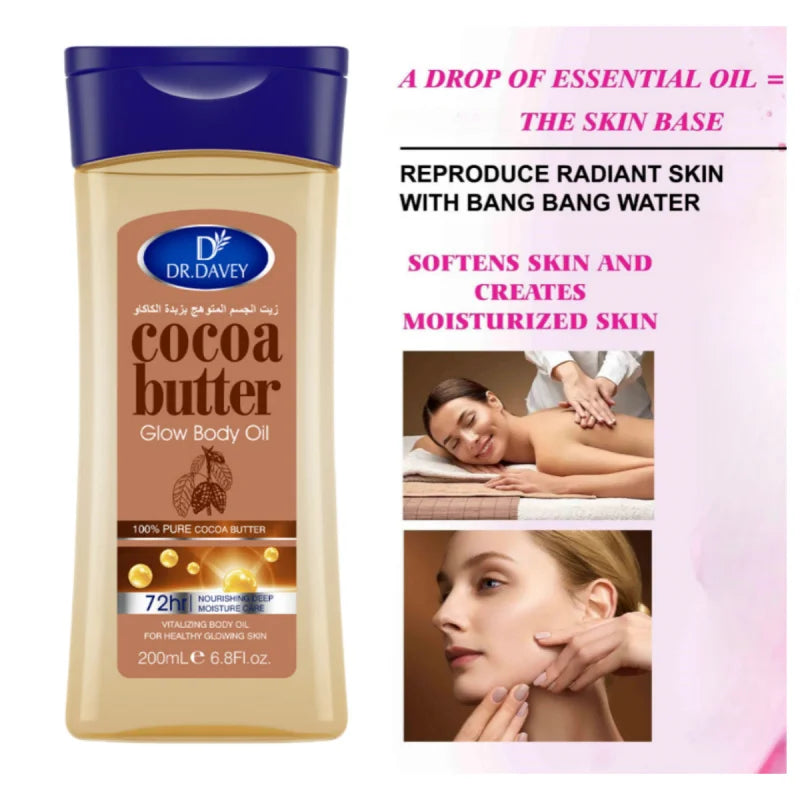 DR.DAVEY Cocoa Butter Glow Body Oil – 200ml, All Skin Types Body Oil Oasis Select