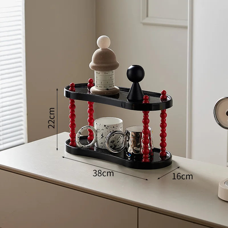 Cosmetics storage box Multifunctional finishing rack Skin care products Perfume storage rack Household desktop cup storage rack Oasis Select Oval-2 Layers black