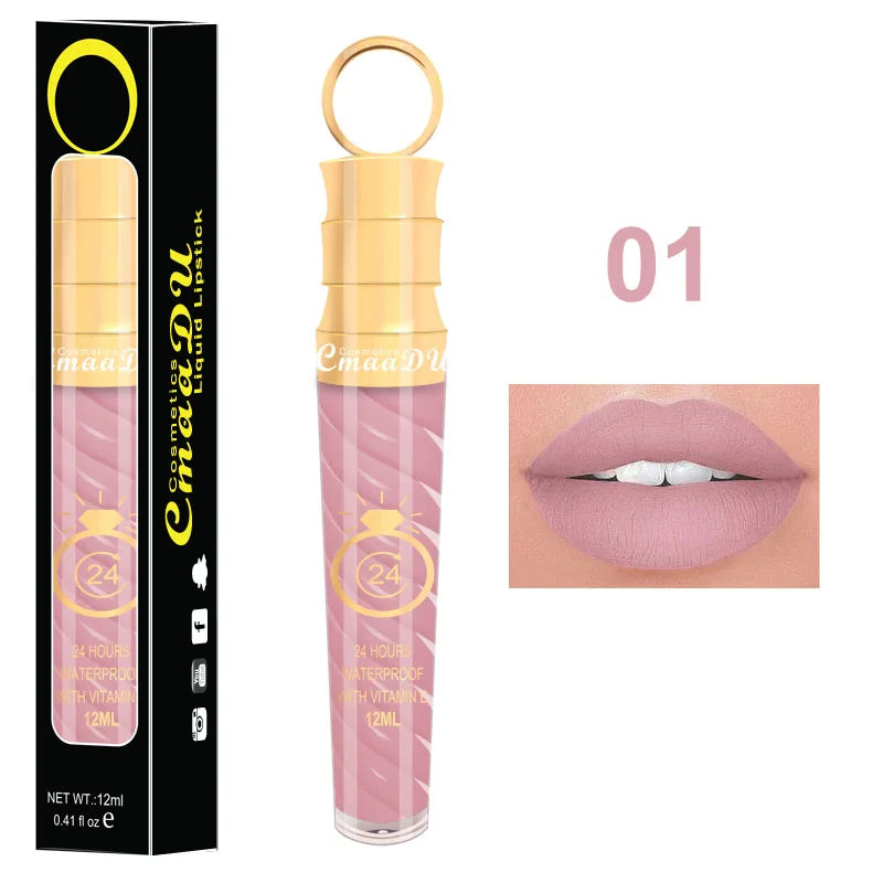 1 Pcs Matte Lip Gloss Waterproof Selection Spiral Glossy Lipstick Long-lasting Non-stick Cup Non-fading Exquisite Gift Oasis Select 01