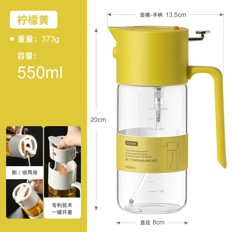 New Upgraded Glass Oil Spray Bottle Spray Pour One Atomized Kitchen Household Leakproof Oil Can Spray Bottle Oasis Select C