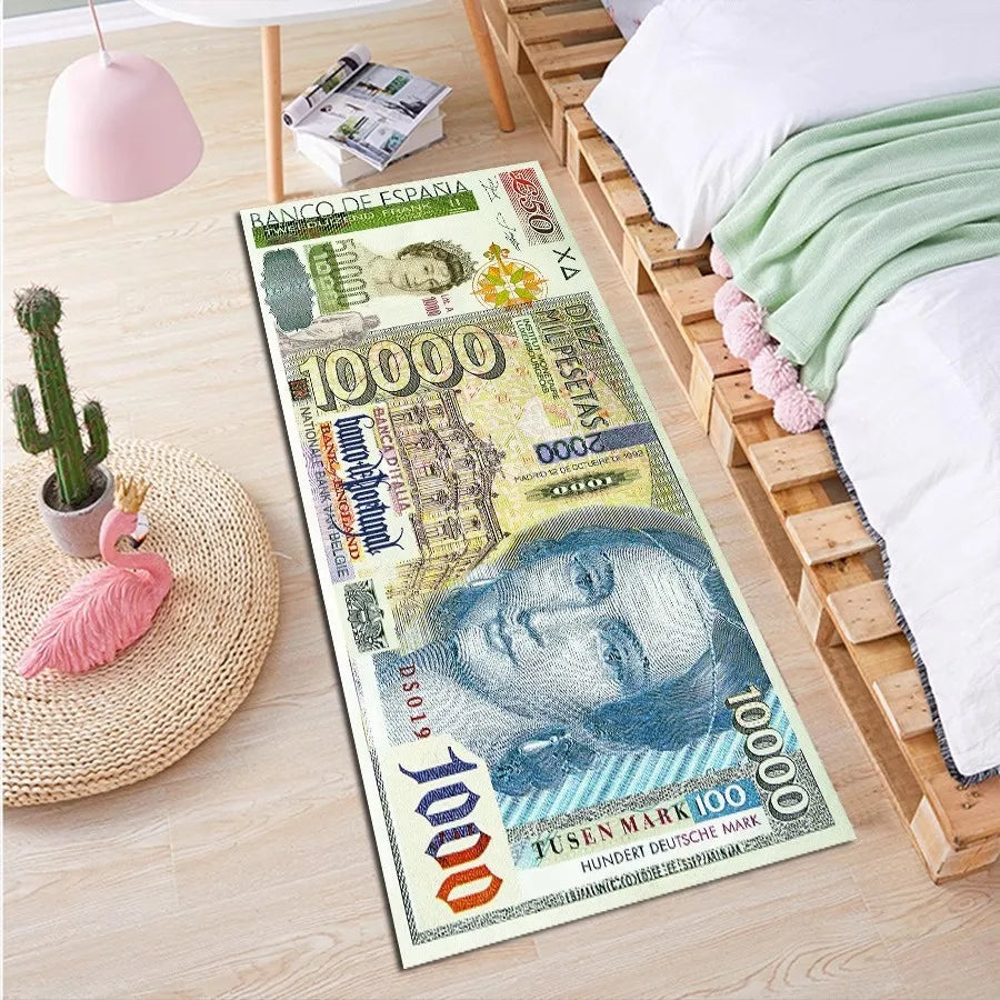 Euro Dollar Rug Bedroom Living Room Carpet Hallway Long Strip 3D Carpet Anti-slip Floor Mat Soft Kitchen Mat Home Room Decoratio Oasis Select