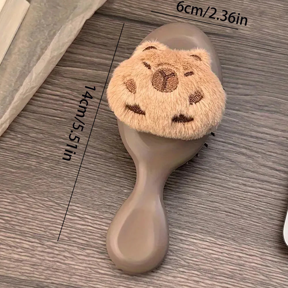 Plush Capybara Mini Paddle Hair Brush – Cute Detangling Tool Mini Paddle Hair Brush Oasis Select SZ330-positive