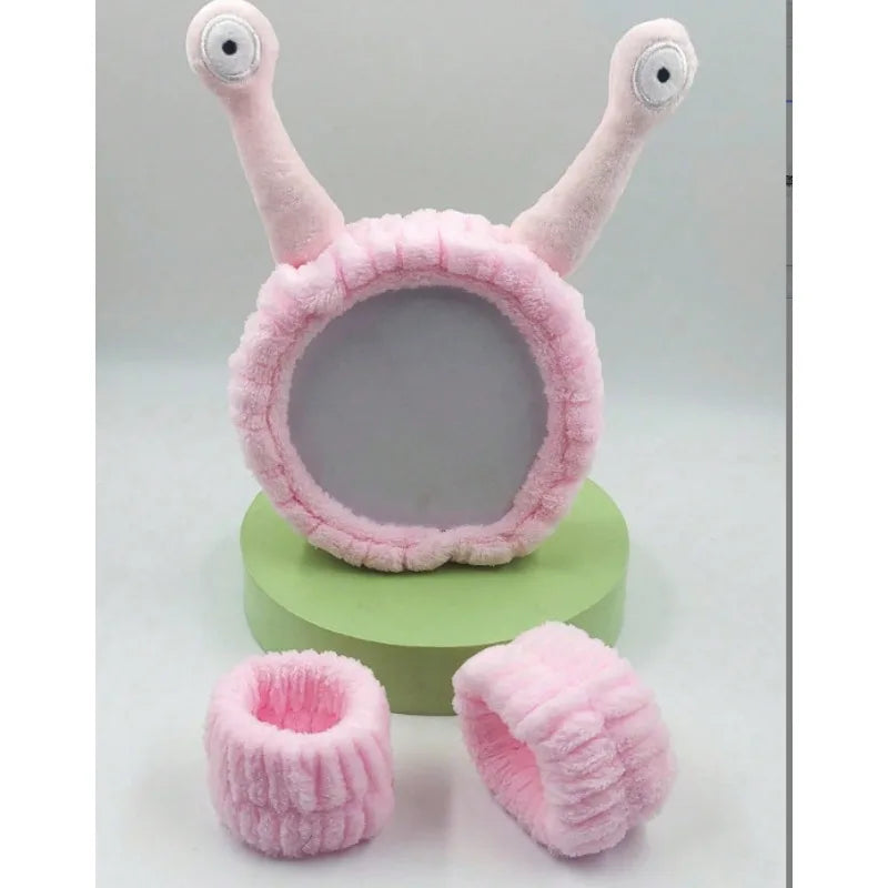 Elastic Headbands Women's Cute Coral Fleece Creative Hair Accessories for Makeup Snail Spa Hair Bands Cartoon Design Hairbands Oasis Select A